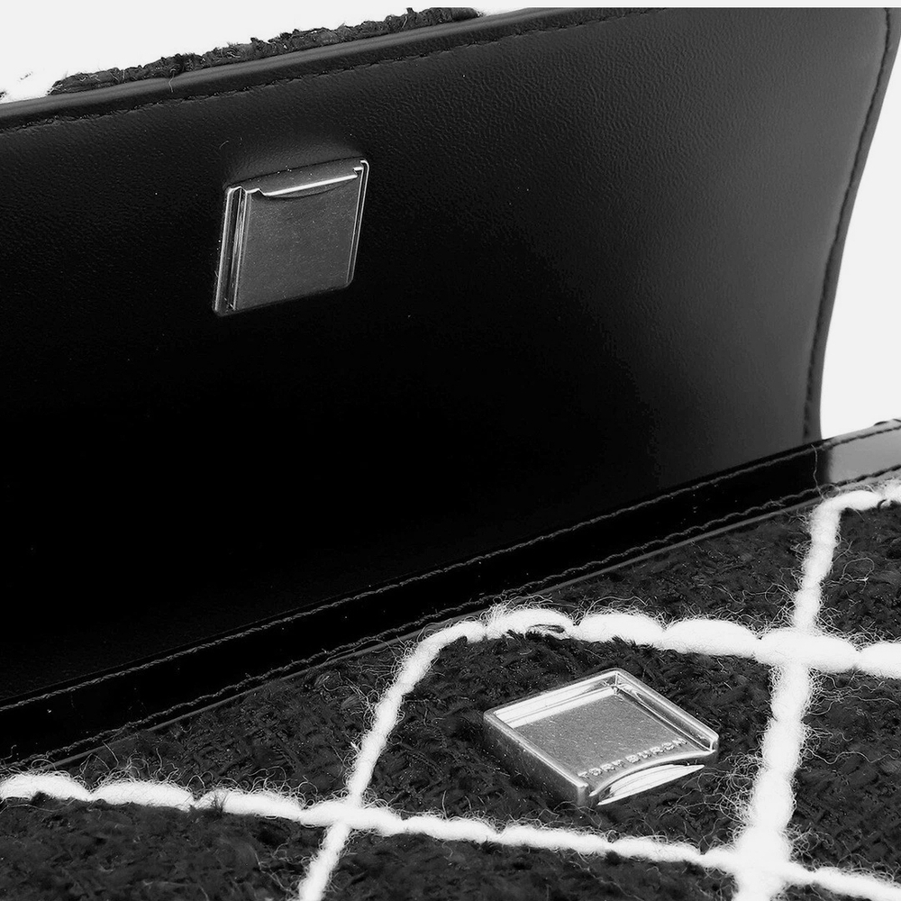 Tory Burch Willa Black and White Tweed Crossbody Flap Bag - Picture 8 of 11